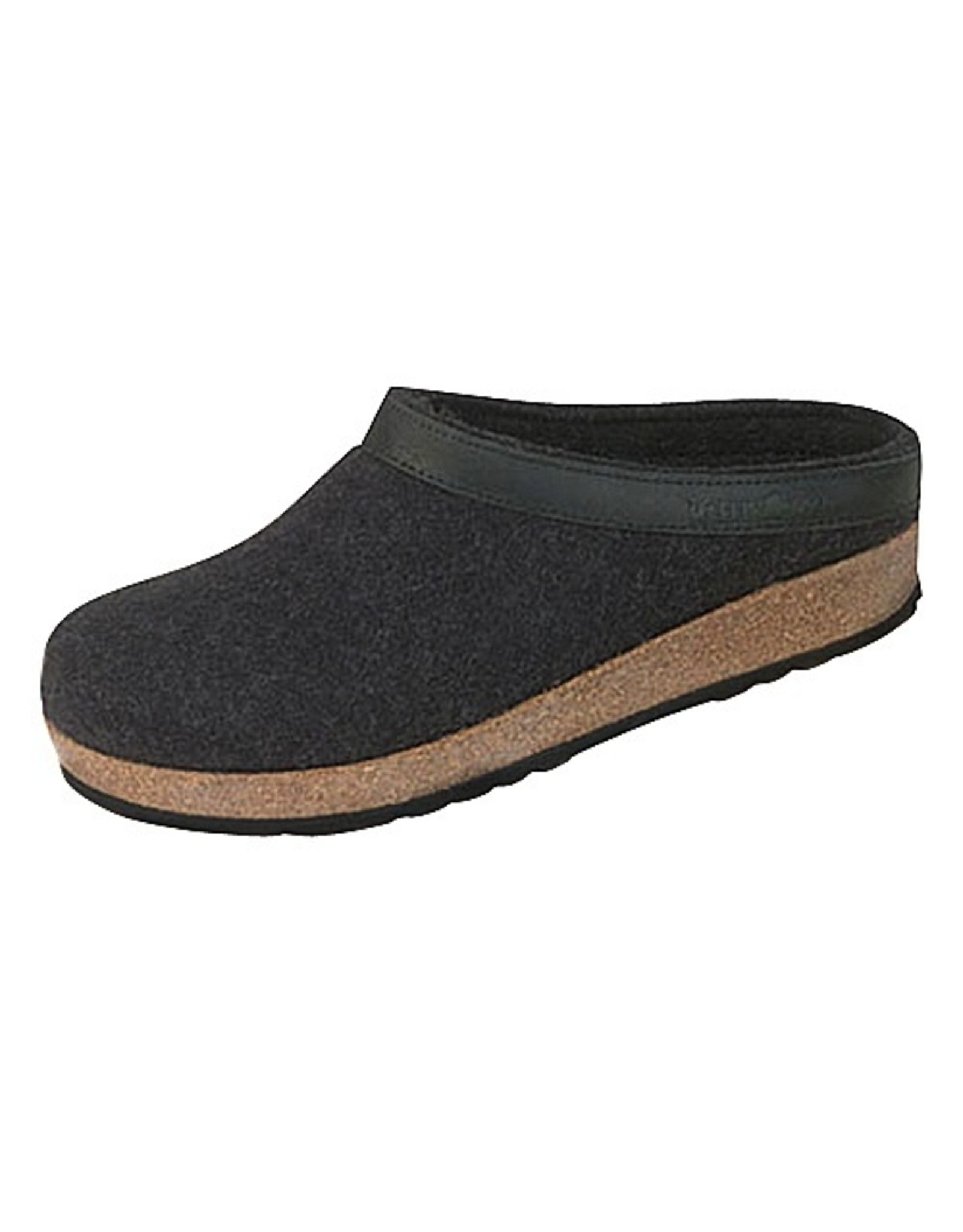 Wool Felt Grizzly Clog Leather Trim