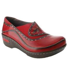 Burbank Red Leather Clog