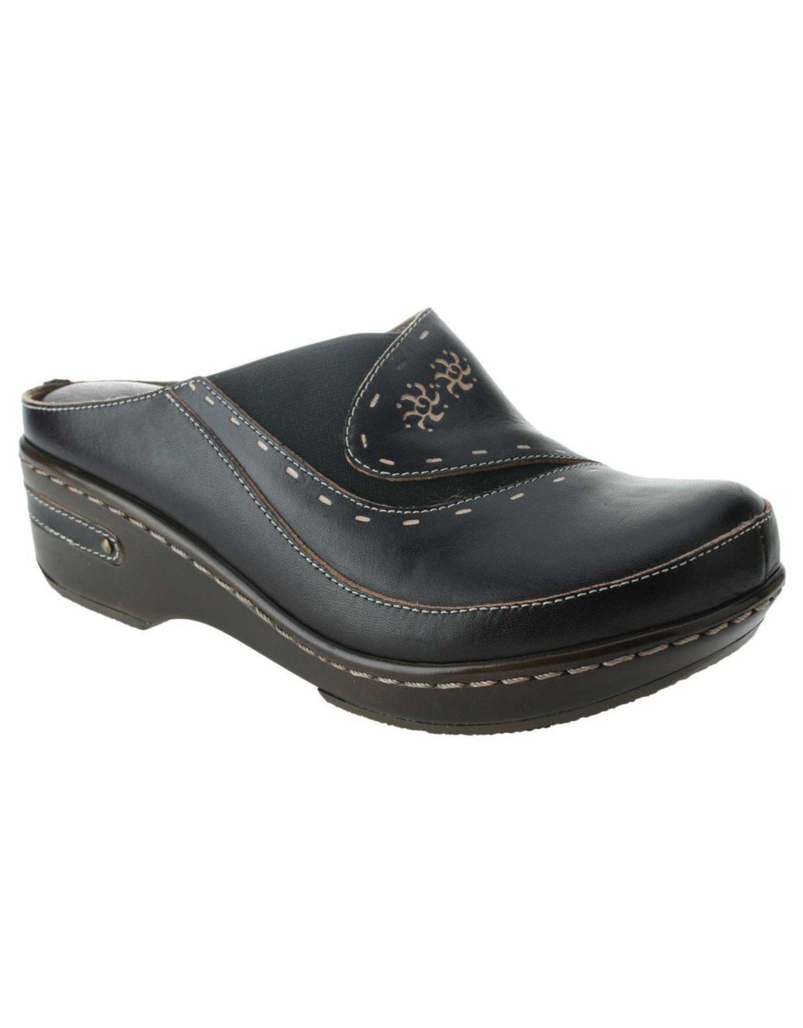 Chino Black Leather Clog