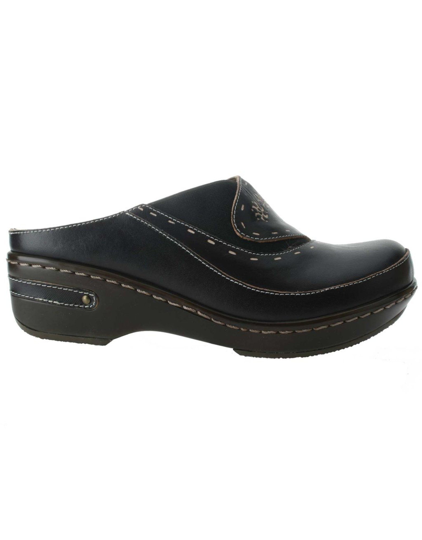 Chino Black Leather Clog