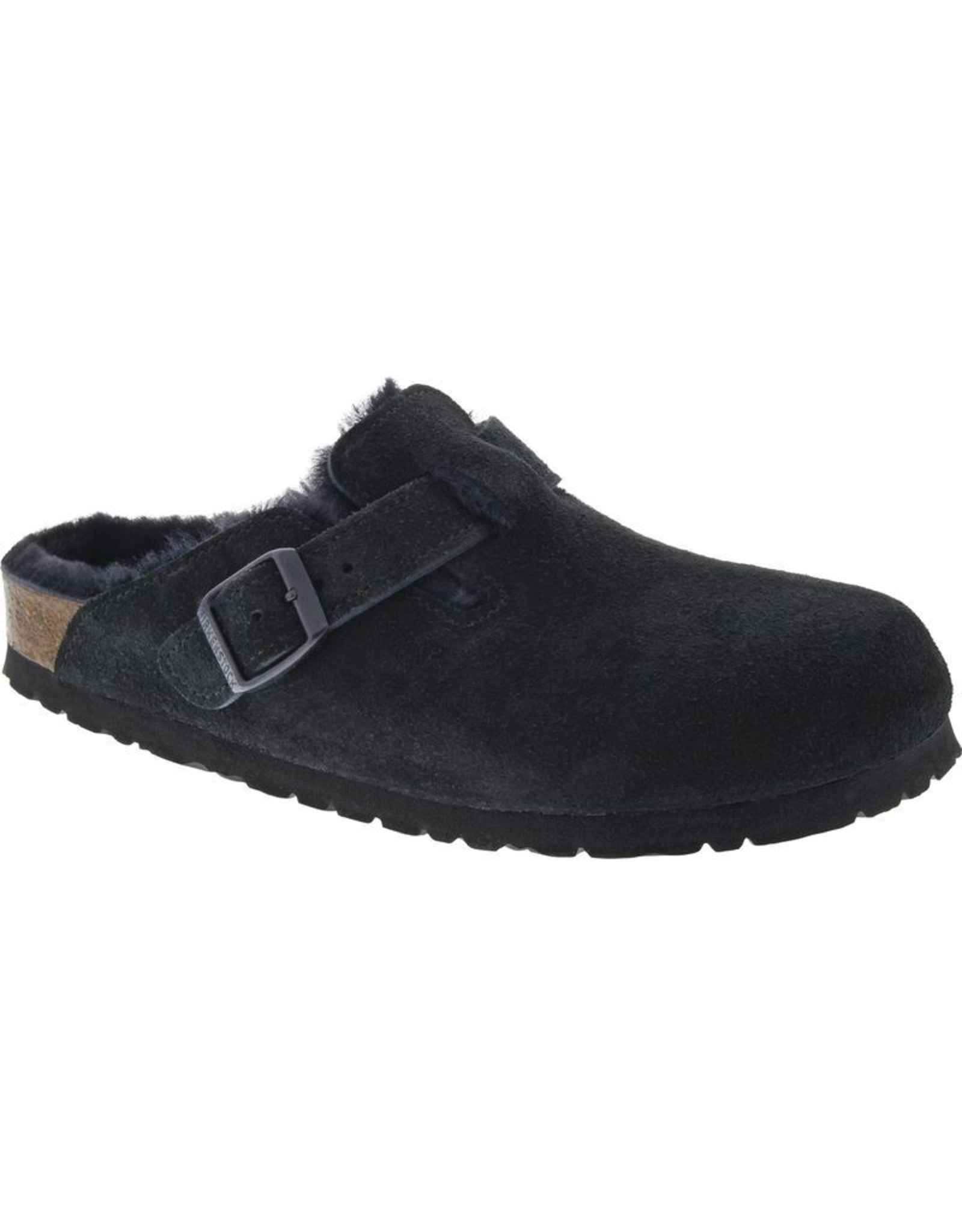 Boston Black Suede Clog with Shearling 