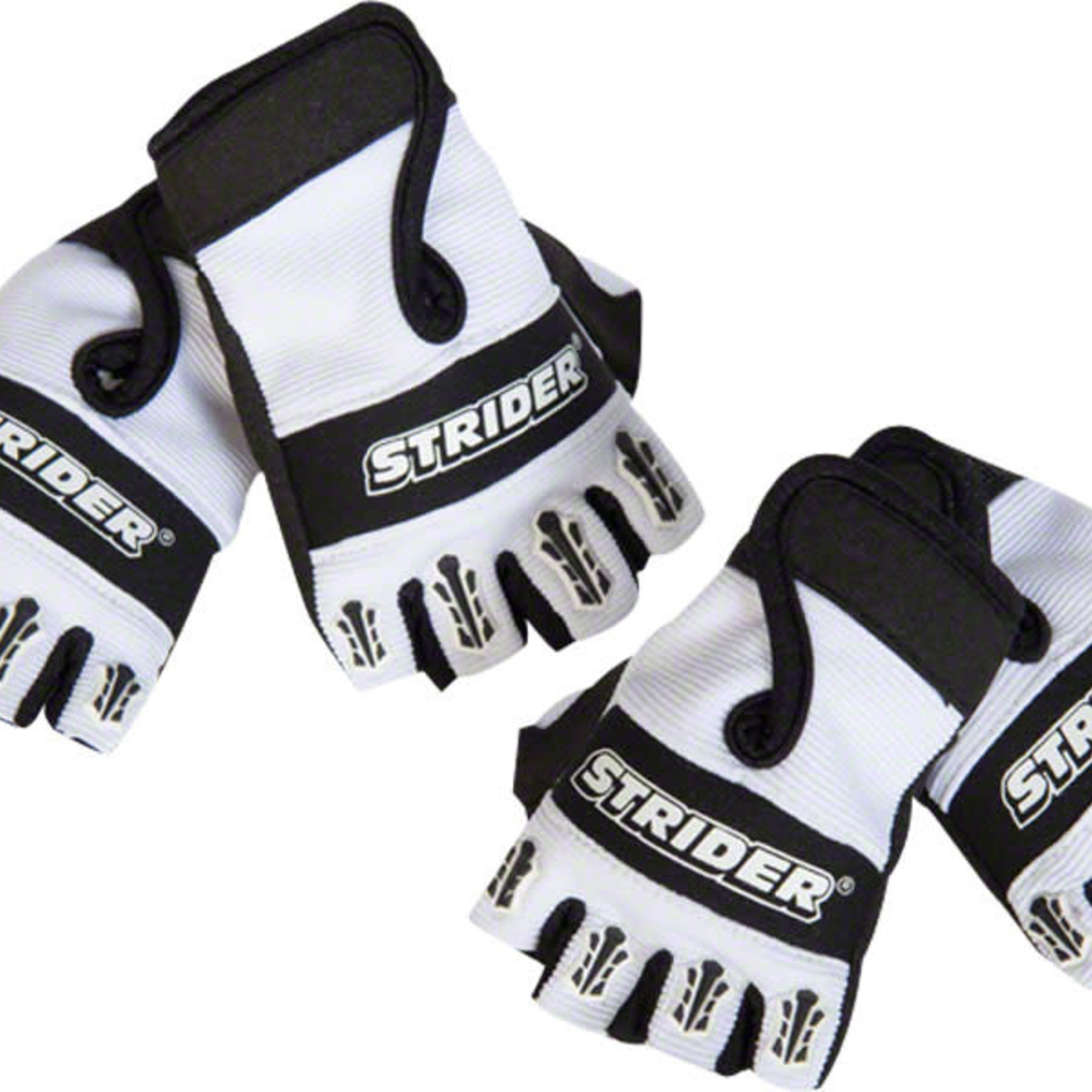 Strider Sports Strider Fingerless Riding Gloves - White/Black, Full Finger, Youth, Large