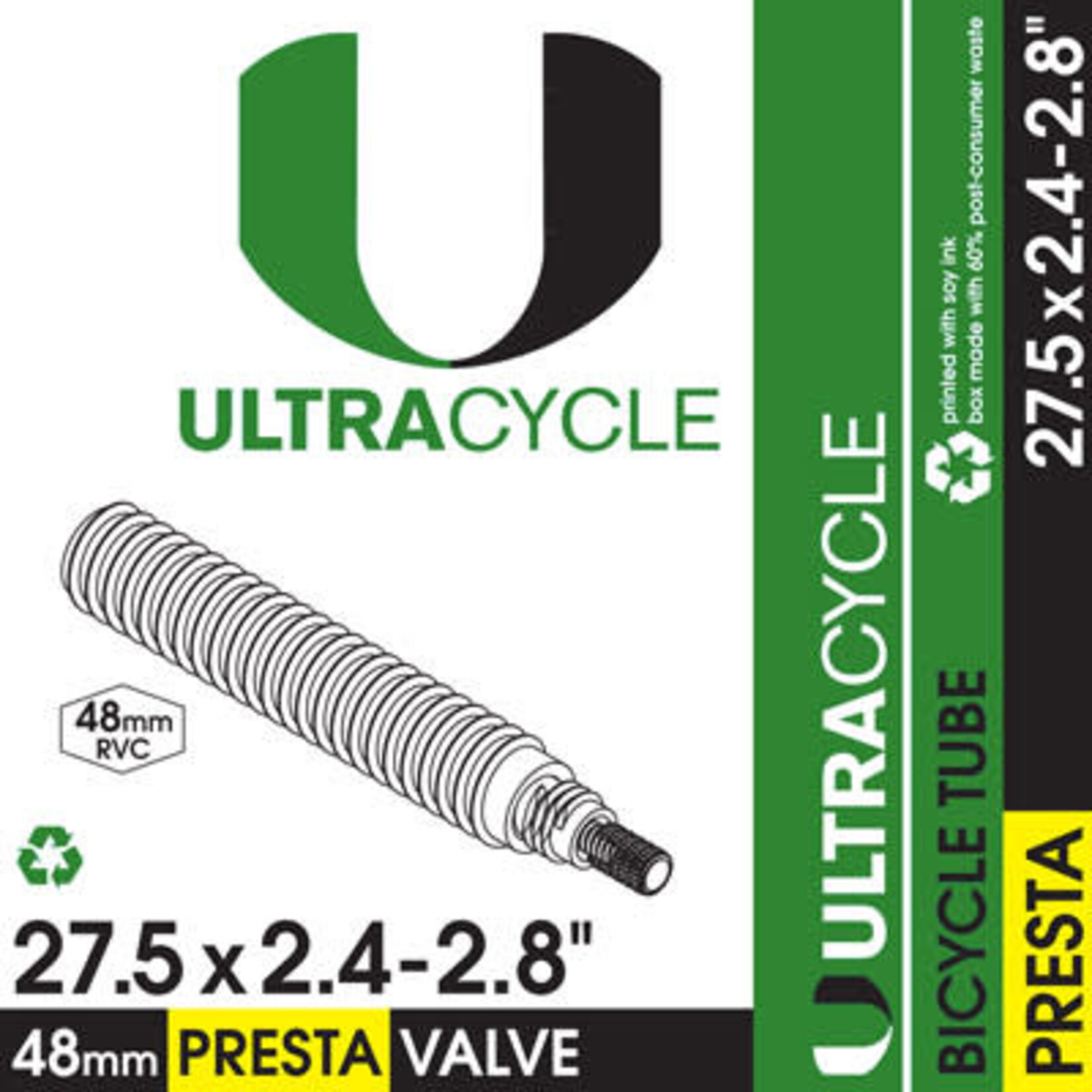 ULTRACYCLE UC 27.5X2.4-2.8 TUBE,48,PV,RVC 48mm STEM, 50 per case