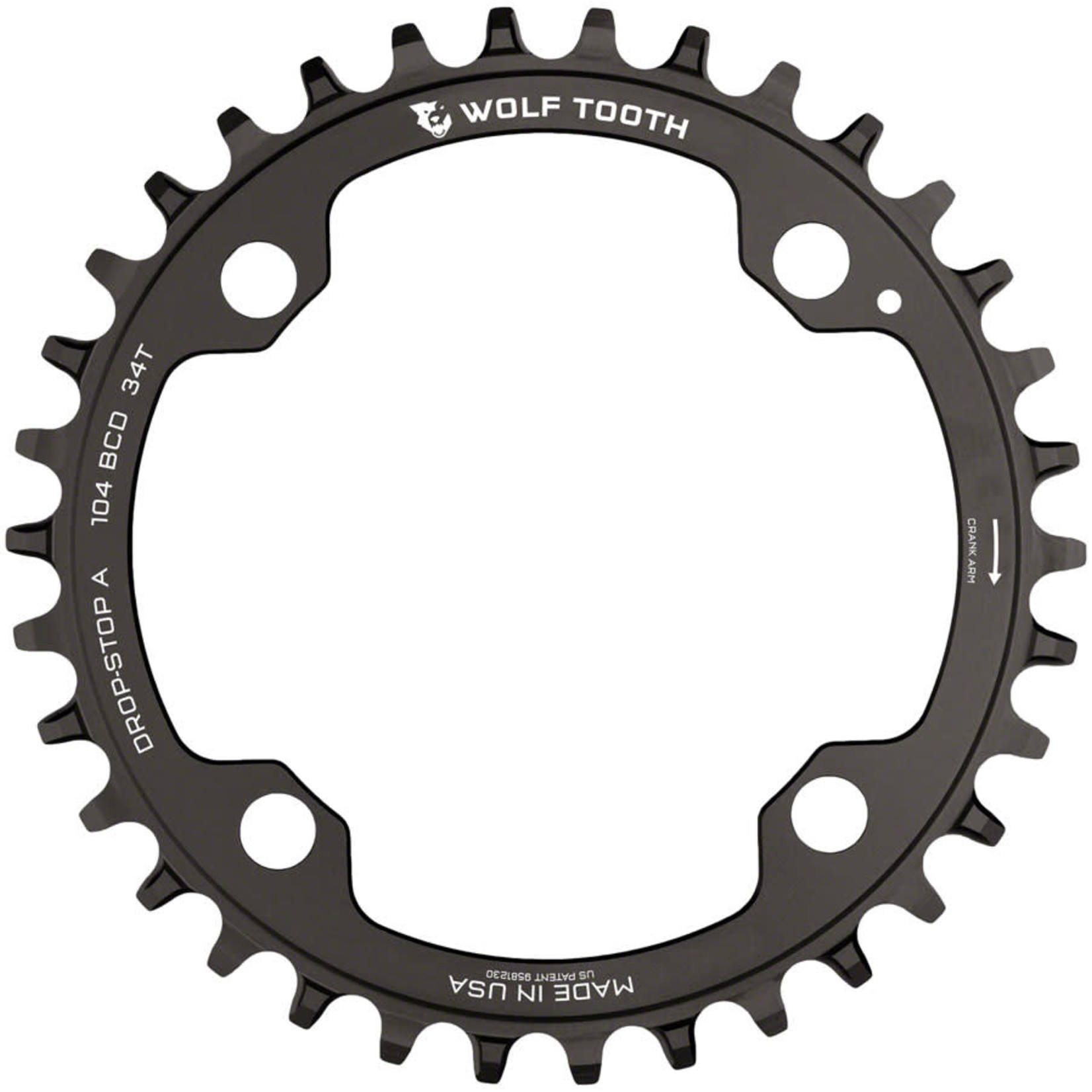 Wolf Tooth Wolf Tooth 104 BCD Chainring - 32t, 104 BCD, 4-Bolt, Drop-Stop, Black