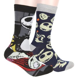 Bioworld Chaussettes - Disney - The Nightmare Before Christmas: Jack, Sally et Oogie Boogie Paquet de 2 Paires Crew