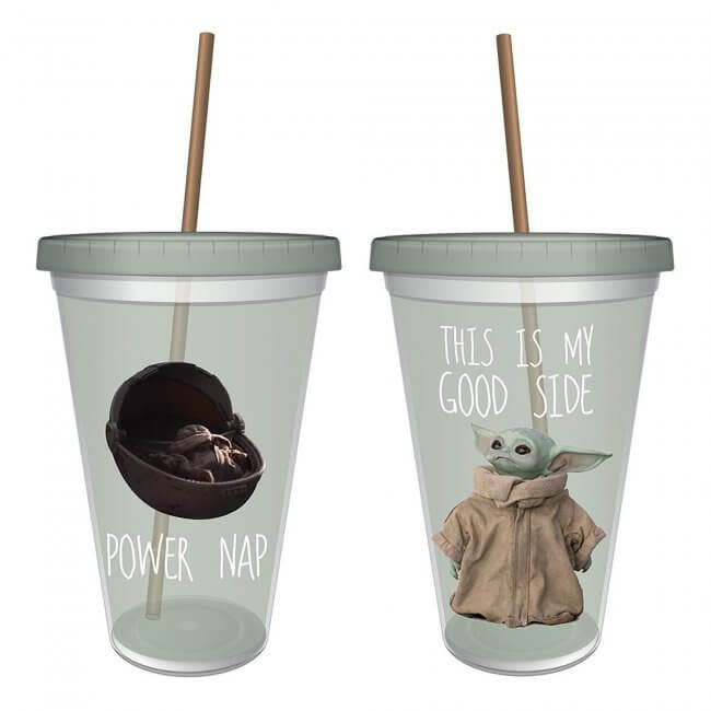 Verre De Voyage Star Wars The Mandalorian The Child Bebe Yoda This Is My Good Side Avec Paille 16oz Chez Rhox Geek Stop