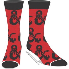 Bioworld Socks - Dungeons & Dragons - Red with Black Logo 1 Pair Crew