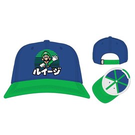 Bioworld Casquette - Nintendo Super Mario Bros. - Luigi en Katakana Verte et Bleue Snapback