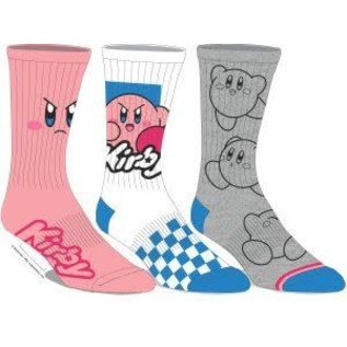 Bioworld Socks - Nintendo Kirby - Face and Logo Pack of 3 Pairs Crew
