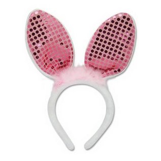 Great Eastern Entertainment Co. Inc. Costume - Lapin - White Bunny Ears with Pink Glitters Ears Headband