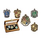 Bioworld Lapel Pin - Harry Potter - Hogwarts and the Four Houses With Wooden Collectible Case