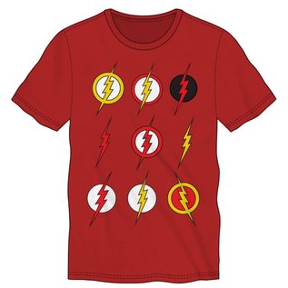 Bioworld T-Shirt - DC Comics The Flash - Nine Different Logos Red