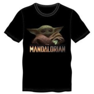 Bioworld Tee-Shirt - Star Wars The Mandalorian - The Child "Bébé Yoda" Grogu Logo Noir
