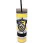 Spoontiques Travel Glass - Harry Potter - Hufflepuff Crest with Yellow Stripes and Straw 14oz