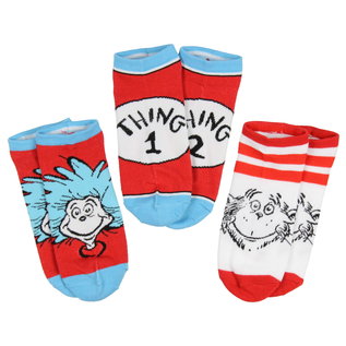 Bioworld Chaussettes - Dr.Seuss - Thing 1 Thing 2 Paquet de 3 Paires Courtes Chevilles