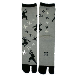 Kaya Socks - Tabi - Ninja and Shuriken Grey and Black 1 Pair