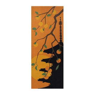 Maede Co. Hand Towel - Tenugui - Autumn Pagoda and Persimmon