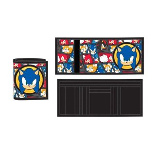 Bioworld Wallet - Sonic The Hedgehog  - Sonic Rubber with Various Characters Junior Trifold