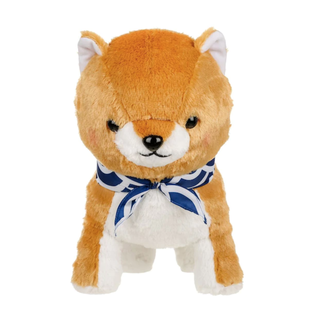 Amuse Plush - Amuse Collection - Shiba Inu Gold with Blue and White Scarf 13.5"