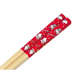 Nibariki Chopsticks - Sanrio Hello Kitty - Hello Kitty with Teddy Bear 1 Pair 16.5cm