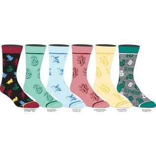 Bioworld Chaussettes - Harry Potter - Emblèmes des Quatres Maisons Couleur Pastel Paquet de 6 Paires Crew