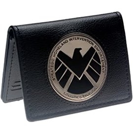 Bioworld Cardholder - Marvel Agents of S.H.I.E.L.D - SHIELD Metal Logo Black Faux Leather Bifold