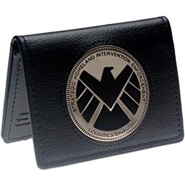 Bioworld Porte-cartes - Marvel Agents of S.H.I.E.L.D - SHIELD Logo en Métal Noir en Faux Cuir Bifold