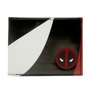 Bioworld Wallet - Marvel Deadpool - Deadpool Mask and Logo Rubber Black, Red and White Bifold
