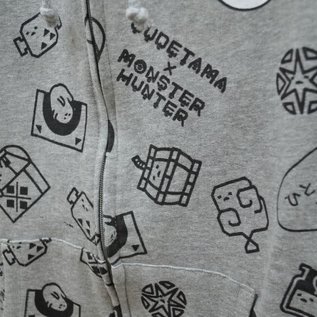 Sanrio Hoodie - Sanrio Gudetama the Lazy Egg X Monster Hunter - Icônes Foodies Collaboration Gris