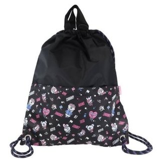 Ensky Studio Backpack - BT21 Line Friends - Characters Sports Series Black Drawstring Bag