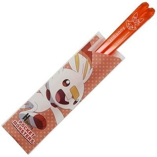 ShoPro Baguettes - Pokémon Pocket Monsters - Scorbunny/Hibanny Rouges Transparentes 1 Paire 18 cm