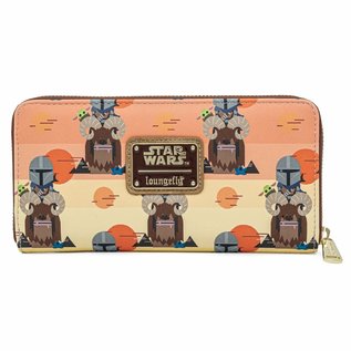 Loungefly Wallet- Star Wars The Mandalorian - Mando and The Child "Baby Yoda" Grogu on Bantha Faux Leather