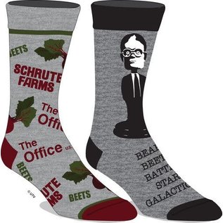 Bioworld Socks - The Office - Schrute Farms and Dwight Gray Pack of 2 Pairs Crew Tube