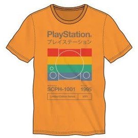 Bioworld T-shirt - PlayStation - Katakana and Model SCPH-1001 Yellow