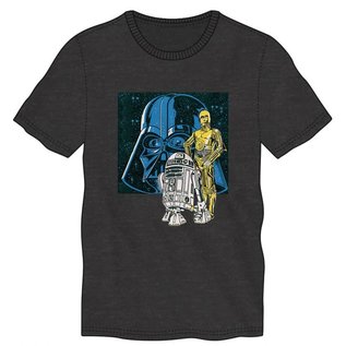 Bioworld T-Shirt - Star Wars - Darth Vader, R2-D2 and C-3PO Gray