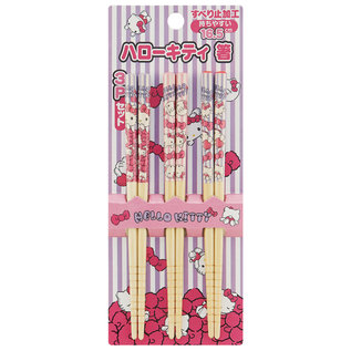 Nibariki Chopsticks - Sanrio Hello Kitty -  Ragdoll and Bows Set of 3 Pairs 16.5cm