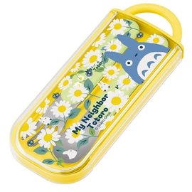 Skater Utensils - Studio Ghibli My Neighbor Totoro - Chuu and Chubi Totoro in Daisies Set with Spoon and Fork with Case