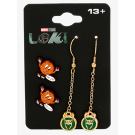 Salesone Earrings - Marvel Loki - Miss Minutes and Loki Logo Set of 2