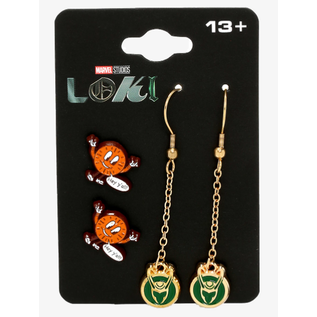 Salesone Earrings - Marvel Loki - Miss Minutes and Loki Logo Set of 2