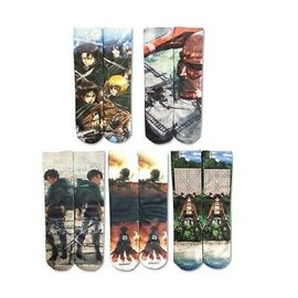 Bioworld Socks - Attack on Titan - Eren and Levi Sublimated Pack of 5 Pairs Crew