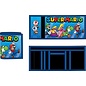 Bioworld Portefeuille - Super Mario Bros. - Mario, Yoshi, Peach, Wario, Luigi et Toad Bleu Junior en Tissus Trifold