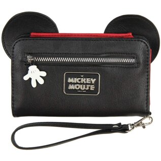 Bioworld Wallet - Disney Mickey Mouse - Ears 3D Faux Leather Black and Red