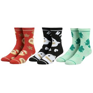 Bioworld Chaussettes - Nintendo Animal Crossing - Boîte Cadeau avec Clochettes, Wisp et Villageois Paquet de 3 Paires Crew