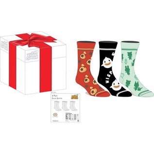 Bioworld Socks - Nintendo Animal Crossing - Gift Box with Bells, Wisp and Villagers Pack of 3 Pairs Crew