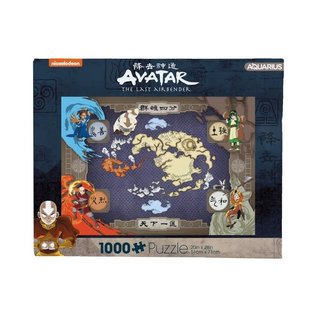 Aquarius Casse-tête - Avatar: The Last Airbender - Carte du Monde et les Quatre Éléments 1000 pièces