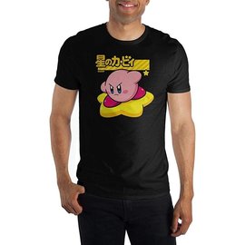 Bioworld T-Shirt - Nintendo Kirby - Warpstar and Kanji Black