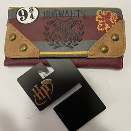 Bioworld Portefeuille - Harry Potter - Plateforme 9 3/4 Gryffondor avec Bandes Bourgognes et Bleues en Faux Cuir Trifold