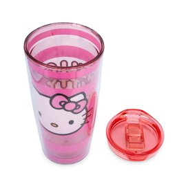 Silver Buffalo Bouteille de voyage - Sanrio Hello Kitty - Visage de Hello Kitty et Bande Rose 20oz