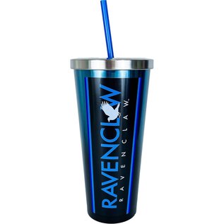 Spoontiques Travel Glass - Harry Potter - Ravenclaw Crest Gradient Heat Proof with Straw Stainless Steel 24oz