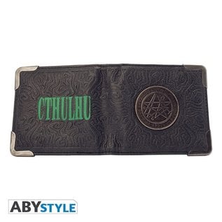 AbysSTyle Portefeuille - Cthulhu - Logo en Métal Noir en Faux Cuir Bifold